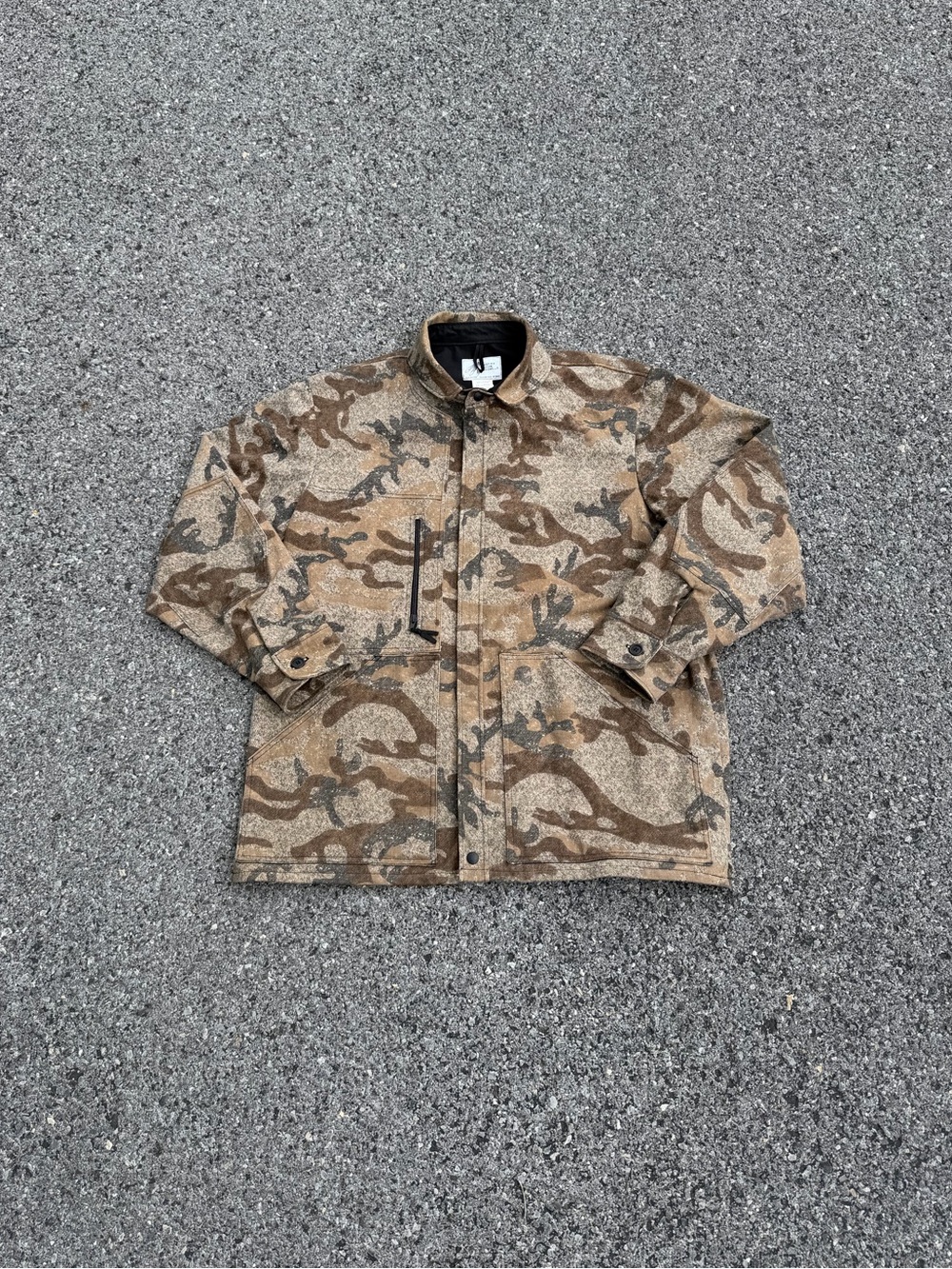 Vintage Sleeping Indian Designs Cotton Camo Full Zip Jacket Made In USA Size 2XL